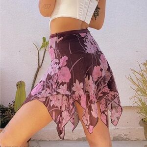 vintage y2k BEBE whimsygoth fairy floral asymmetrical skirt💜